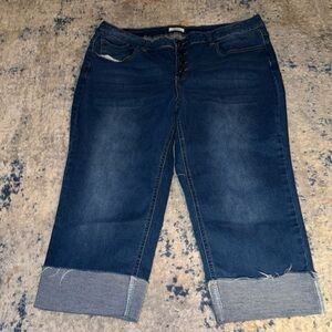 BLEU button fly cropped stretch jeans Sz 20 W Medium Wash